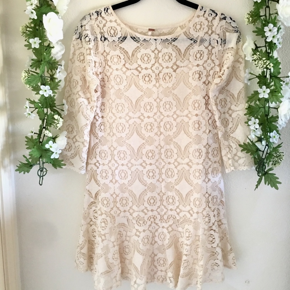 Free People Lace Dress Cream, size 2